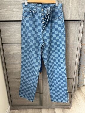 Blue Checkerboard Women Jeans